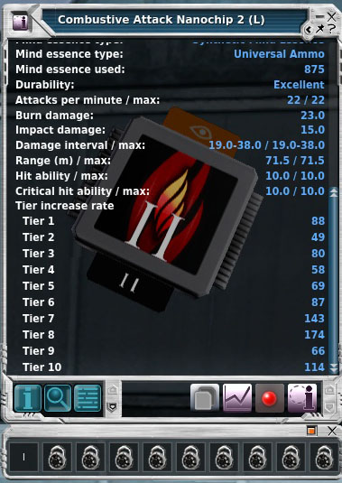 Combustive Attack Nanochip stats Entropia